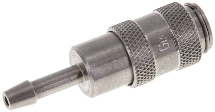 Schnellkupplung (NW2,7) 3mm Schlauch, Edelstahl, für Stecker beidseitig absperrend