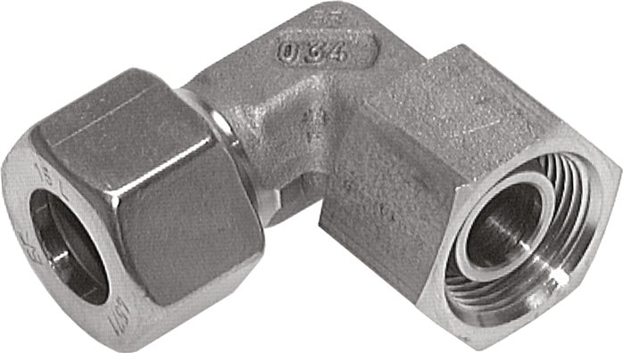 Einstellb. Winkel-Schneidringverschr. 15 L (M22x1,5), 1.4571, mit Dichtkegel und O-Ring