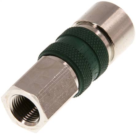 Schnellkupplung (NW5) G 1/8"(IG), grün, Kreis Ø 10,5 mm, Messing vernickelt