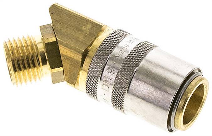 45°-Temperier-Schnellkupplung 13mm Zapfen,M 16x1,5(AG), Messing, 	ohne Ventil