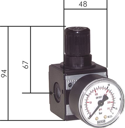 MULTIFIX Präzisionsdruckregler, abschließbar,G 1/4" 0,5 - 16bar