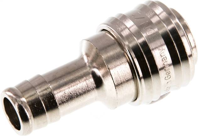 Schnellkupplung (NW7,2) 13 (1/2")mm Schlauch, Messing vernickelt, für Stecker beidseitig absperrend