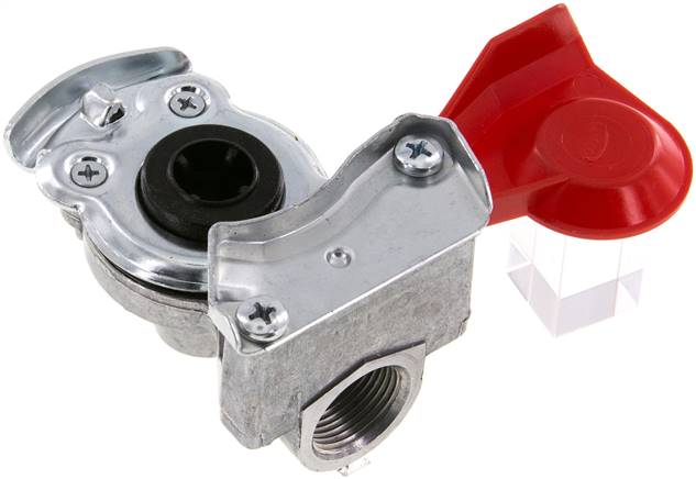 Fahrzeugkupplung M 22x1,5(IG), Vorrat (rot) für Zugmaschinen, DIN 74254 (mit Ventil)