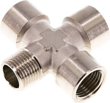 Kreuzstück G 1/2"(IG)-R 1/2"(AG), Messing vernickelt
