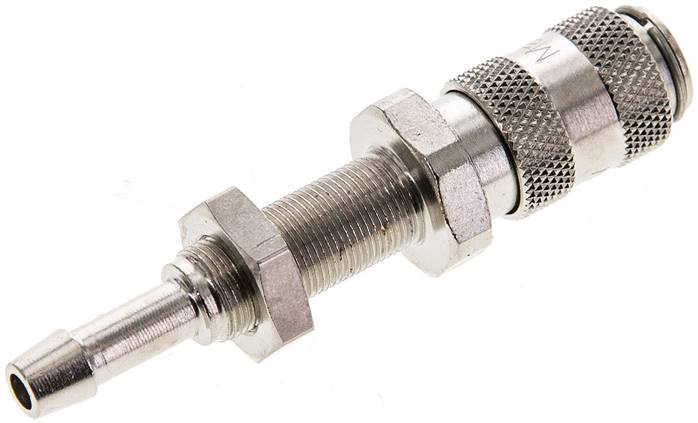 Schott-Schnellkupplung (NW2,7) 4mm Schlauch, Messing vernickelt