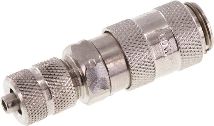 Schnellkupplung (NW2,7) 4,3x3mm Schlauch, 1.4404, für Stecker beidseitig absperrend