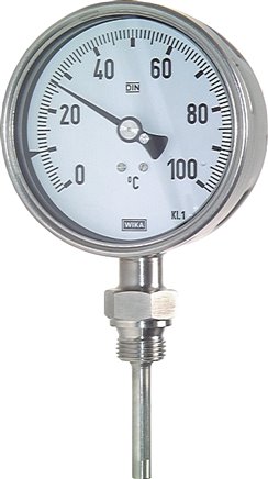 Bimetallthermometer, senkrecht D63/0 bis +250°C/63mm, Edelstahl