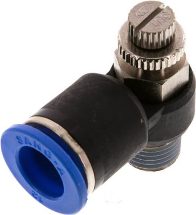 Winkel-Drosselrückschlagventil R 1/4"-12mm,abluftregelnd (Standard)