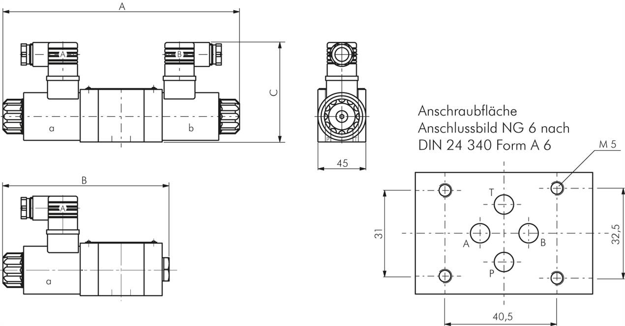 Zylinderschraube DIN 912 für NG 6-Ventile, M 5x45