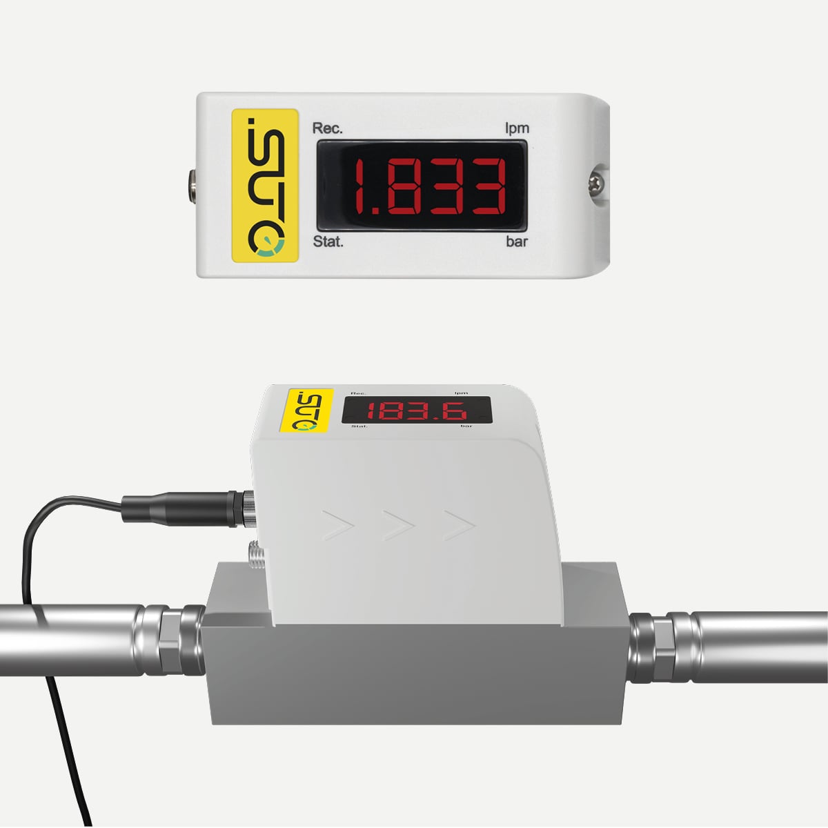 S418 Inline-Durchflussmesser Druckluft, Edelstahl, DN25, Datenlogger, Modbus/RTU