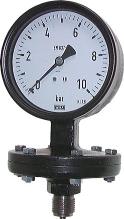 Plattenfeder-Manometer senkrecht, 100mm, 0 - 25 bar