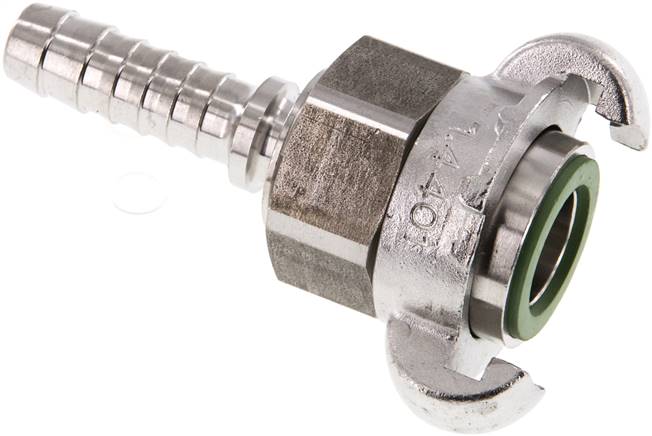 Sicherheits-Kompressorkuppl. 13 (1/2") mm Schlauch, Edelstahl