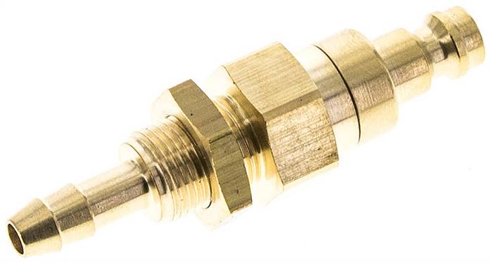 Schott-Kupplungsstecker (NW5) 6 (1/4")mm Schlauch, Messing, beidseitig absperrend