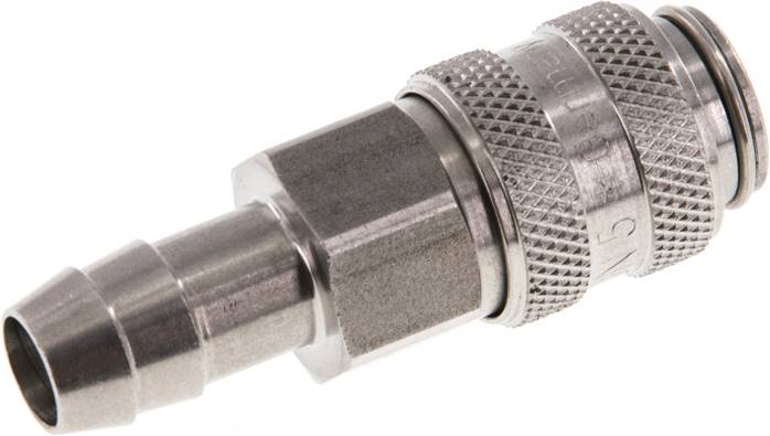 Schnellkupplung (NW5) 9 (3/8")mm Schlauch, Edelstahl, für Stecker beidseitig absperrend