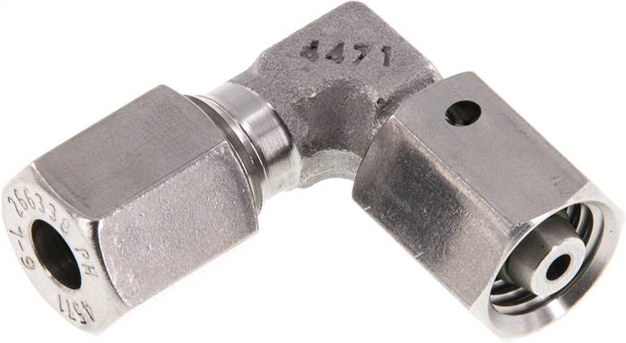 Einstellb. Winkel-Schneidringverschr. 6 L (M12x1,5), 1.4571, mit Dichtkegel und O-Ring