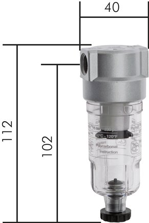 Mini-Filter G 1/8", Kunststoffbehälter