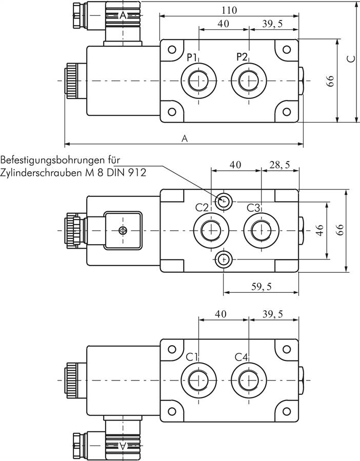 6/2-Wege Hydraulikventil, G 1/2", 24 V=