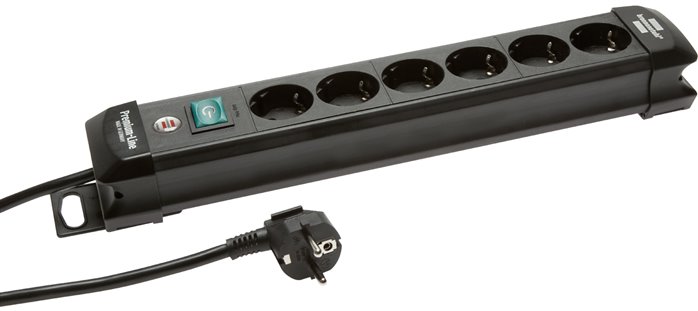 Steckdosenleiste (innen), weiß, Premium mit beleuchtetem Schalter, 4x Schuko (Steckdose)