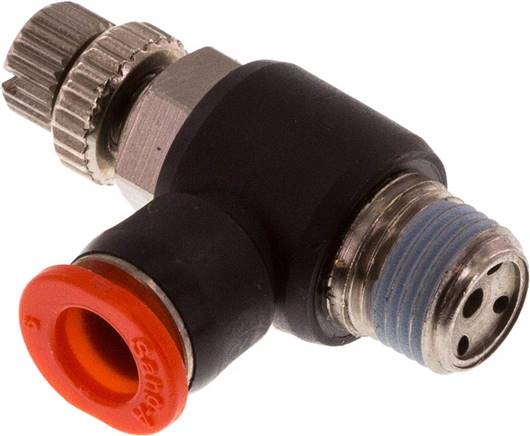 Mini-Winkel-Drosselrückschlagventile R 1/8"-6mm, zuluftregelnd