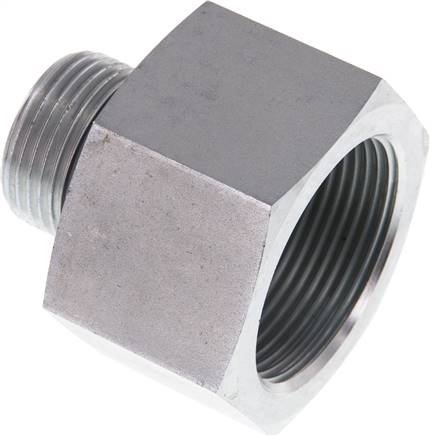 Hydraulik-Reduzierung G 1"(AG)-G 1-1/2"(IG), Stahl verzinkt, Elastomerdichtung