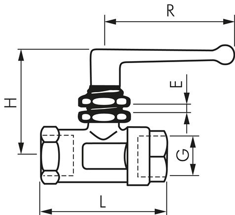 Messing-Kugelhahn, G 1/4", PN 20, Schalttafeleinbau