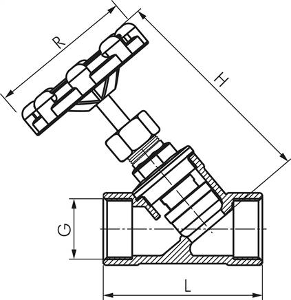 Schrägsitz-Absperrventil, G 1-1/2", PN 40, Edelstahl