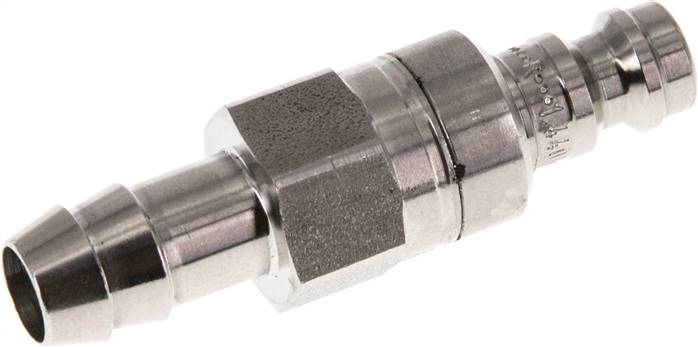 Kupplungsstecker (NW5) 9 (3/8")mm Schlauch, 1.4404, beidseitig absperrend