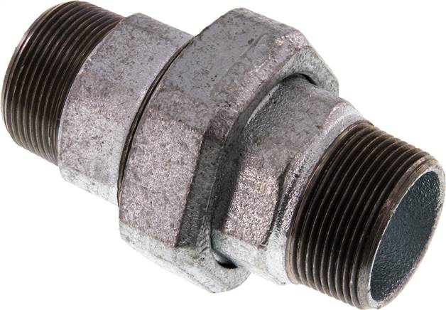 Doppelnippel trennbar R 1-1/2"-R 1-1/2", Temperguss verzinkt