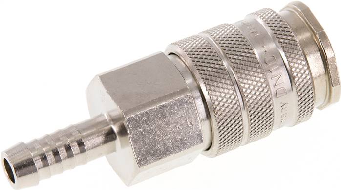 Schott-Schnellkupplung (NW5) 9 (3/8)mm Schlauch, Messing vernickelt Schott-Schnellkupplung (NW5) 9 (3/8)mm Schlauch, Messing vernickelt