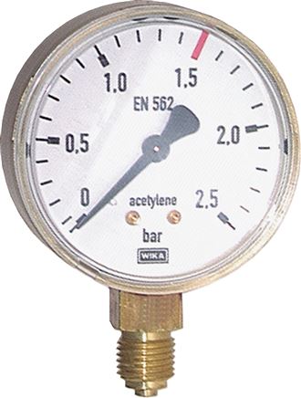Schweißtechnik-Manometer 63mm, 0 - 2,5 bar, Acetylen (C2H2)