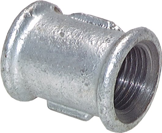 Rundmuffe Rp 1/4"-Rp 1/4", Temperguss verzinkt