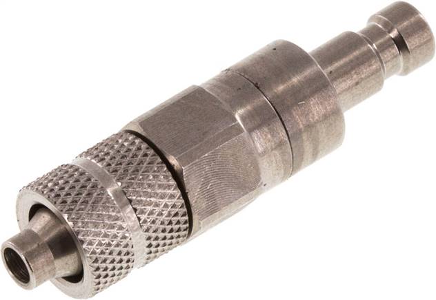 Kupplungsstecker (NW2,7) 6x4mm Schlauch, Edelstahl, beidseitig absperrend
