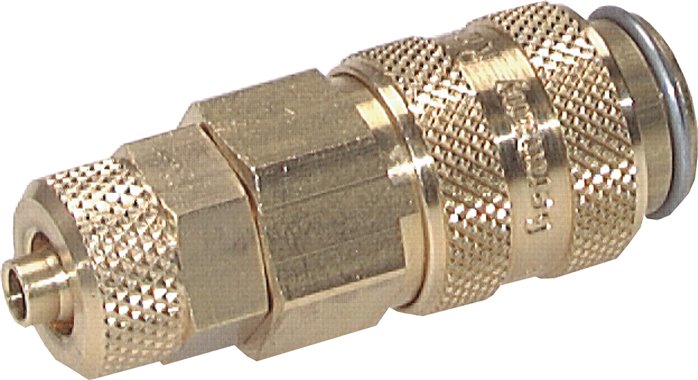 Schnellkupplung (NW5) 8x6mm Schlauch, Messing, für Stecker beidseitig absperrend