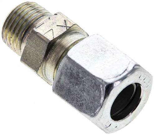 Gerade Schneidringverschr. M 10x1 (konisch)-8 LL (M12x1), Stahl verzinkt