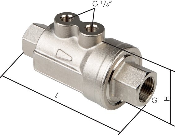 Valvola di ritegno a doppio effetto, G 3/8", ottone