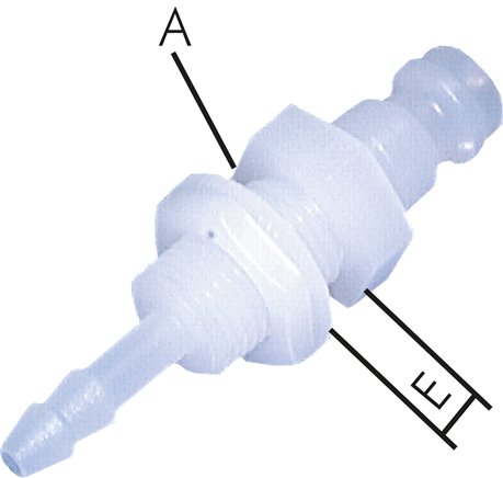 Schott-Kupplungsstecker (NW5) 6 (1/4")mm Schlauch, PVDF