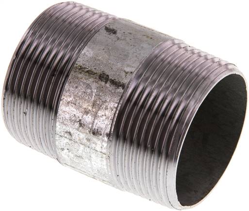 Rohrdoppelnippel R 1-1/2"-60mm, Stahlrohr ST 37 verzinkt