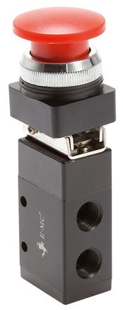 3/2-Wege (NC/NO) Pilztaster-Ventil, grün, G 1/4"