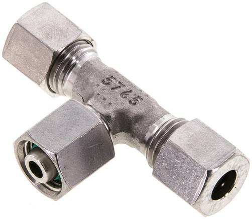 Einstellb. T-Schneidringverschraubung 8 L (M14x1,5), 1.4571, mit Dichtkegel und O-Ring