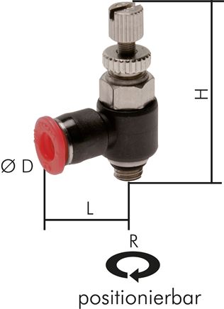 Mini-Winkel-Drosselrückschlagventile M 5-3mm, zuluftregelnd