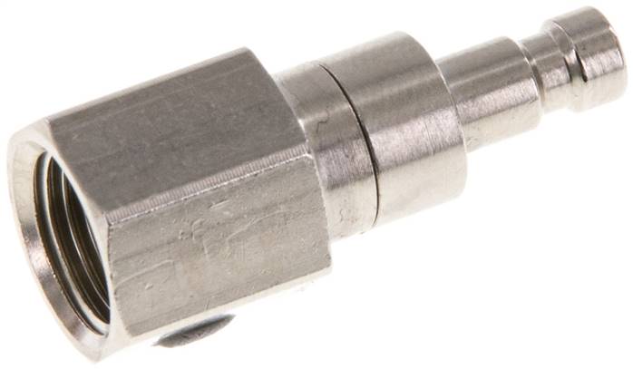 Kupplungsstecker (NW2,7) G 1/8"(IG), Messing vernickelt, beidseitig absperrend