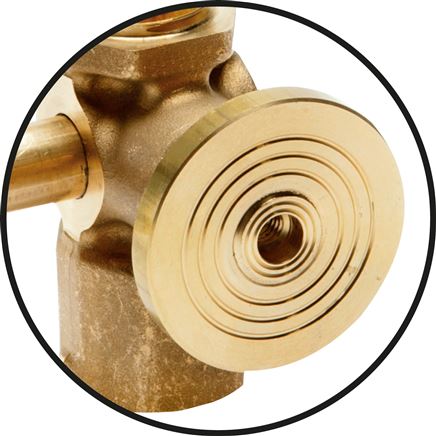 Manometer-Absperrhahn G 1/2" Muffe - Zapfen, Messing, Prüfanschluss rund