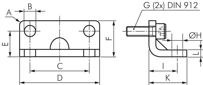 Fußbefestigung für Kompaktzylinder 40 mm