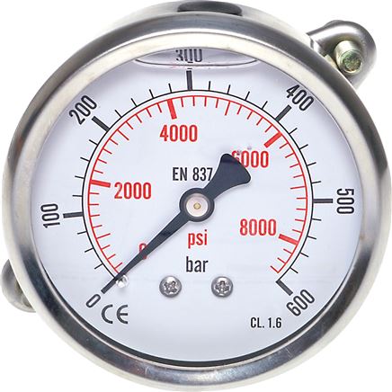 Glycerin-Einbaumanometer, 3kt-Frontring, 63mm, 0 - 16 bar -Eco-Line