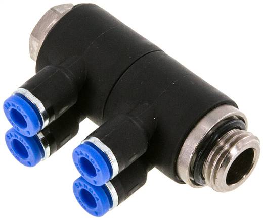 Steck-Mehrfachverteiler, 4-fach G 1/4"-4mm, IQS-Standard