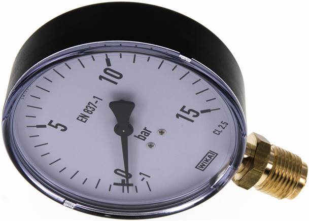 Manometer senkrecht, 100mm, -1 bis 15 bar