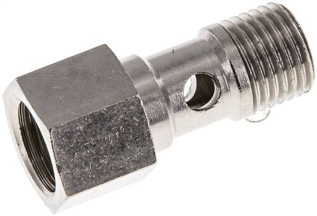 Hohlschraube, 1-fach Innengew. G 1/4"-25,0mm, Messing vernickelt