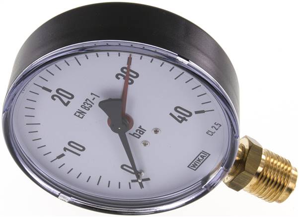 Manometer senkrecht, 100mm, 0 - 40 bar