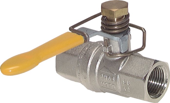 Messing-Kugelhahn, G 1/2", -0,98 bis 65bar, federschließend