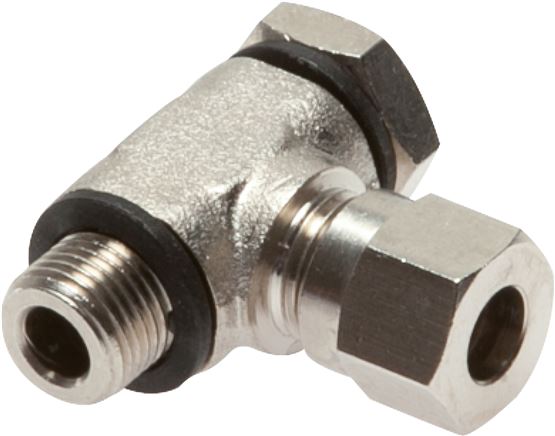 Winkel-Schwenkverschraubung G 1/4"-6 LL (M10x1), Messing vernickelt